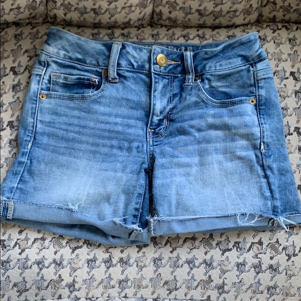 American eagle distressed midi shorts
